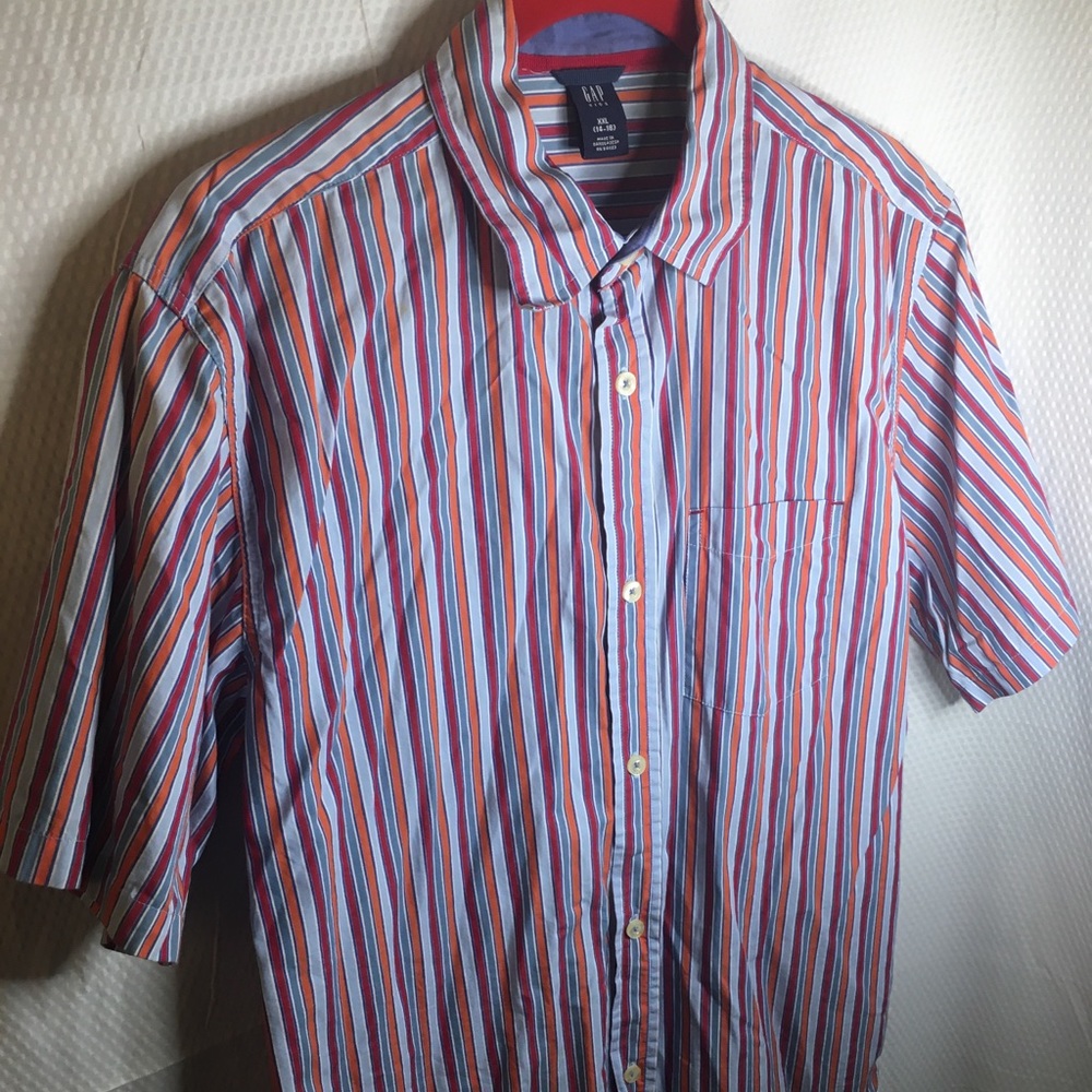 GAP Kids | Boy’s Colorful Pin Stripe Short Sleeve Button Down Shirt